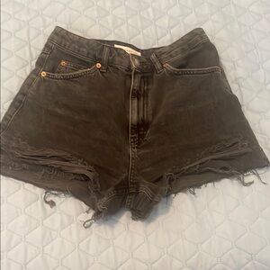 Topshop Black High-Waisted Jean Shorts